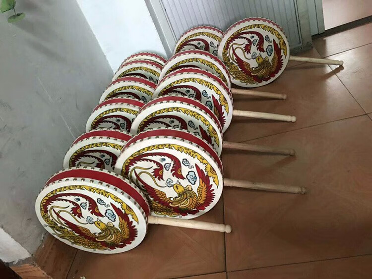 藏族热巴鼓彩绘热巴鼓朝鲜手鼓舞蹈道具鼓配有鼓棒 20厘米【图片 价格