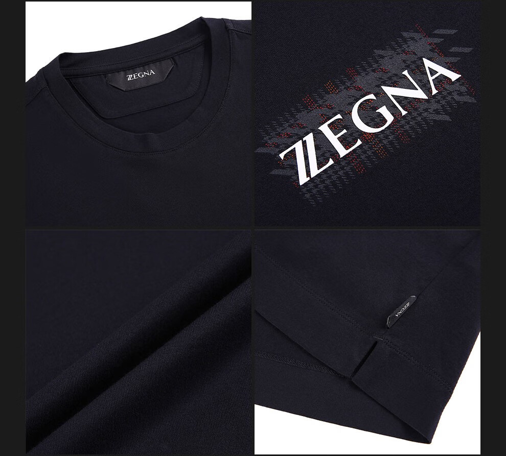 zegna/杰尼亚 男装新款休闲时尚logo印花棉质男士t恤(欧码偏大) 橙色