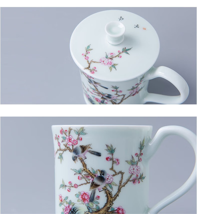 景德镇瓷器茶杯办公杯国士杯手绘粉彩茶杯 春风袅袅【图片 价格 品牌