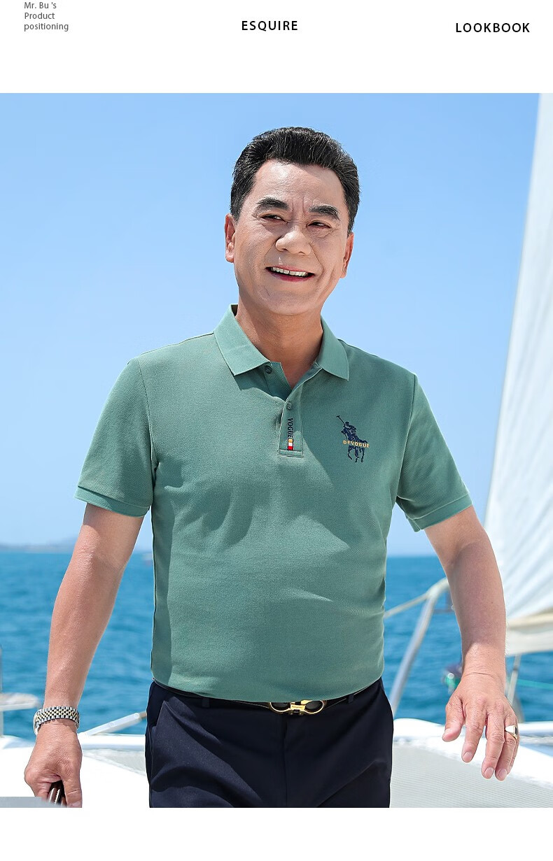 爸爸装纯棉短袖t恤男夏季新款中年男士商务休闲polo体恤衫中老年男装