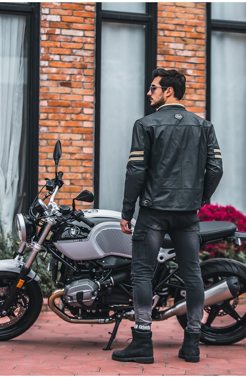 sbk复古机车皮衣摩托车骑行服休闲防摔机车服夹克男女四季防风保暖