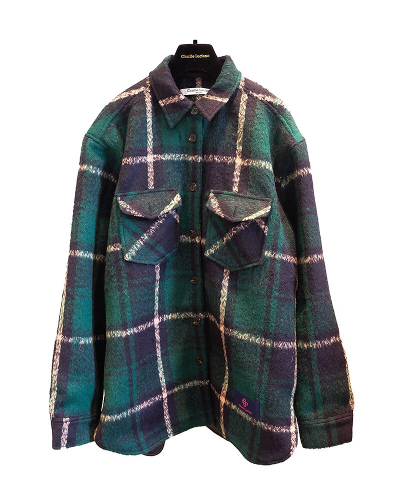 charlieluciano格子潮牌秋冬新款情侣同款潮流潮牌中长款毛呢外套潮