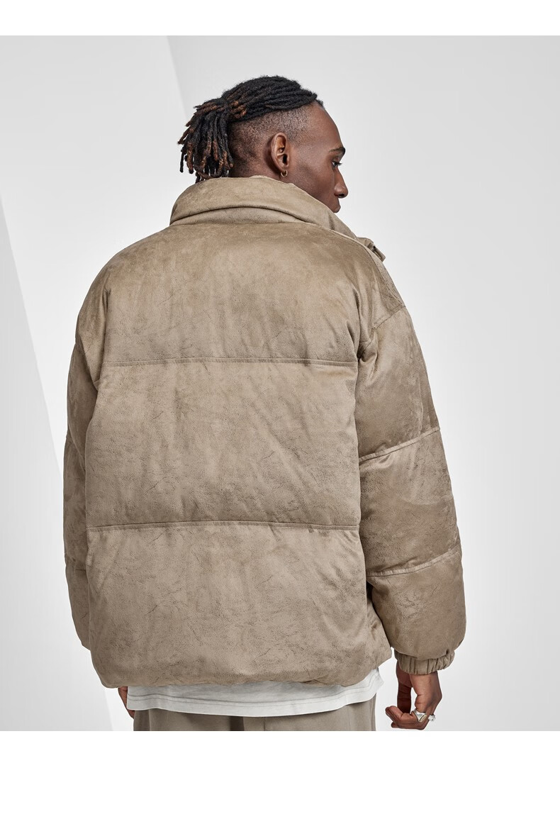 bd秋冬新款立领羽绒服男短款加厚休闲宽松白鸭绒外套潮 棕色 预售 s