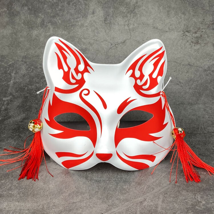 狐狸面具半脸古风日式萤火之森二次元动漫和风狐狸流苏手绘彩绘猫脸