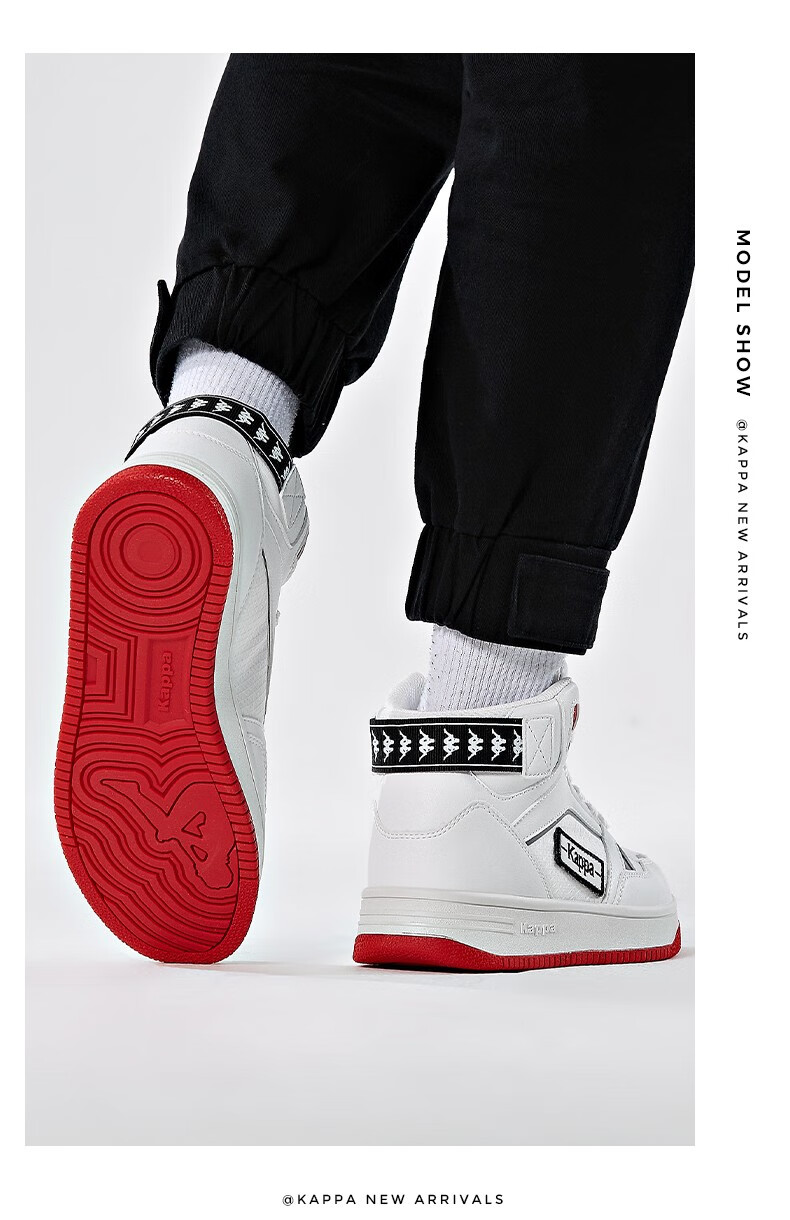 kappa卡帕串标板鞋情侣男女高帮皮面滑板鞋运动休闲小白鞋粉色43141