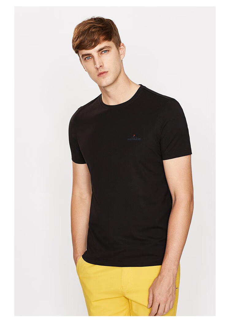 navigare意大利小帆船短袖t恤男夏季薄款抗菌圆领半袖体恤粉红s46