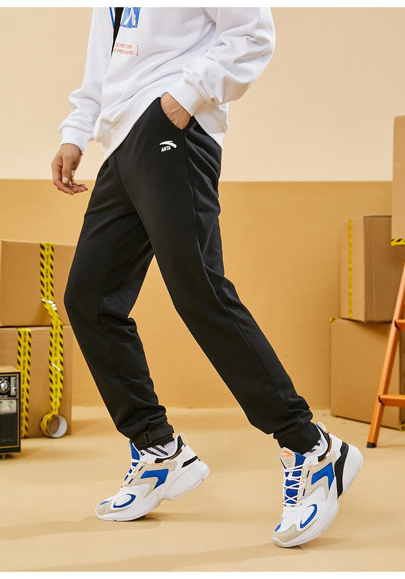 安踏运动裤男收口针织长裤男裤2021秋季新款简约时尚小脚裤罗纹缩口