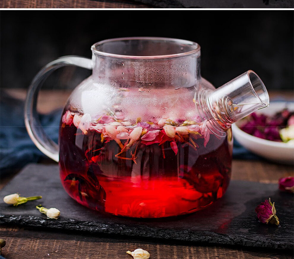 发三罐平阴玫瑰花茶洛神花茶茉莉花苞组合花茶茶叶女神花草茶各一罐共