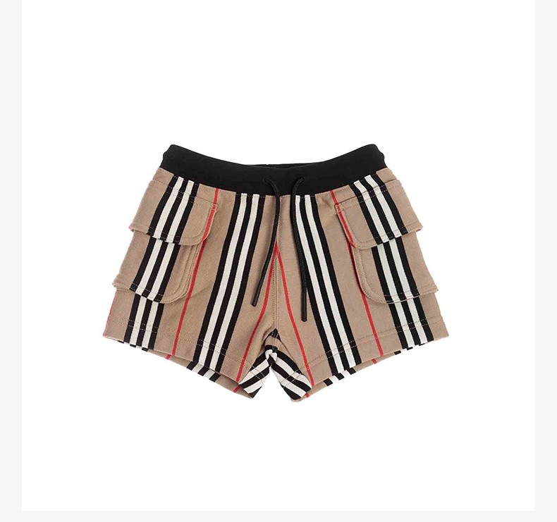 意大利直发burberry 巴宝莉 女童经典条纹短裤 卡其色 3y【图片 价格