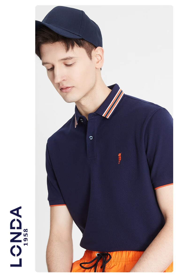 londapolo伦德保罗男士纯棉经典短袖polo衫男夏季新款翻领纯色商务