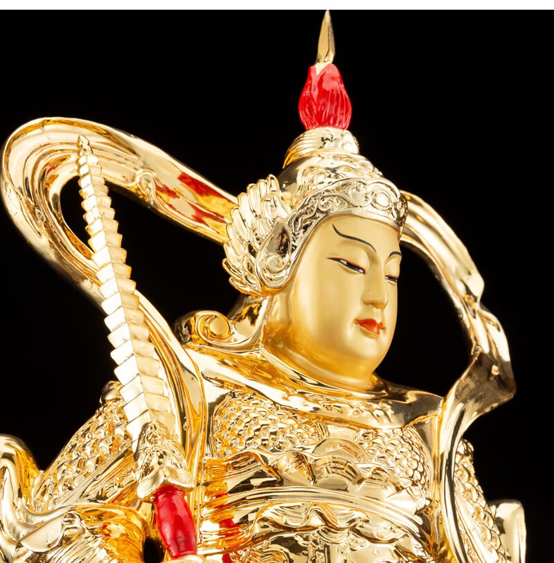 圆通佛具 伽蓝菩萨台湾纯铜鎏金韦陀菩萨像伽蓝韦驮菩萨护法佛像摆件