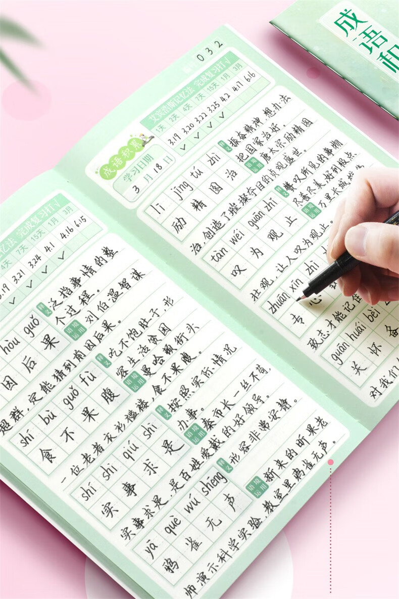 博莀悦 小学生成语积累本语文笔记本艾宾浩斯本子遗忘曲线自律打卡本