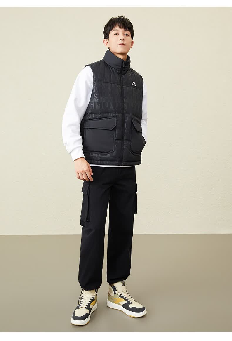 安踏(anta) 羽绒马甲男士冬季防泼水马甲加厚保暖棉服休闲马甲