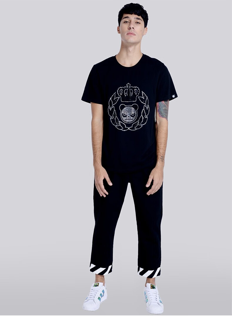 【钻t】hipanda你好熊猫 t恤男经典款钻纯棉圆领短袖t恤设计潮牌国潮