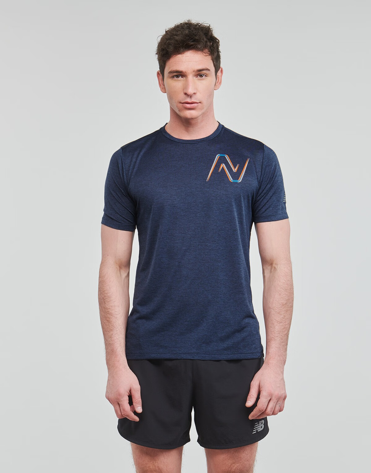 新百伦男装运动t恤海蓝色2022夏季新款跑步健身爬山速干透气圆领短袖