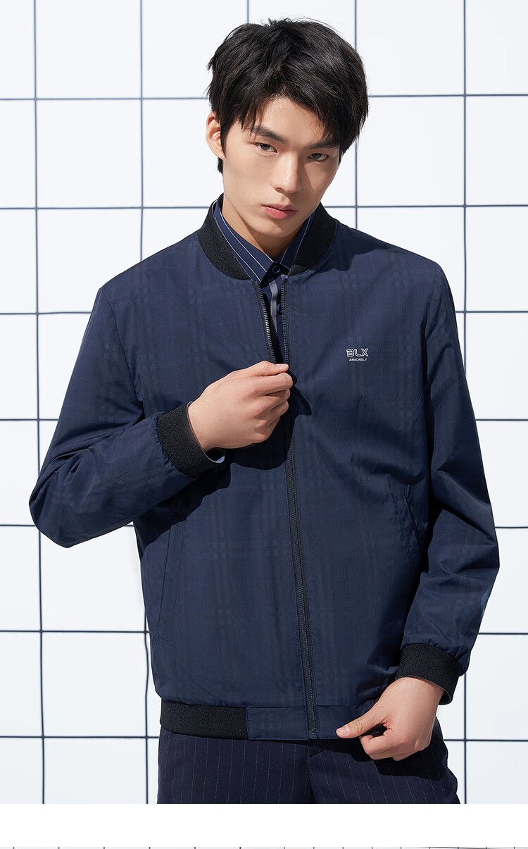 hla海澜之家夹克男2022春季新款棒球领潮流易搭触感顺滑亲肤双面穿