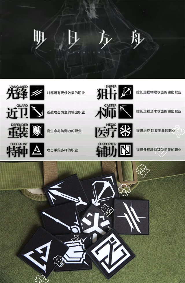 明日方舟干员职业图标 先锋近卫印刷魔术贴章臂章背包贴章 士气章