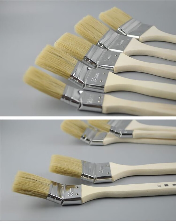榭得堂2809长柄弯头猪鬃毛板刷油画刷子美术学生绘画丙烯水粉笔刷2