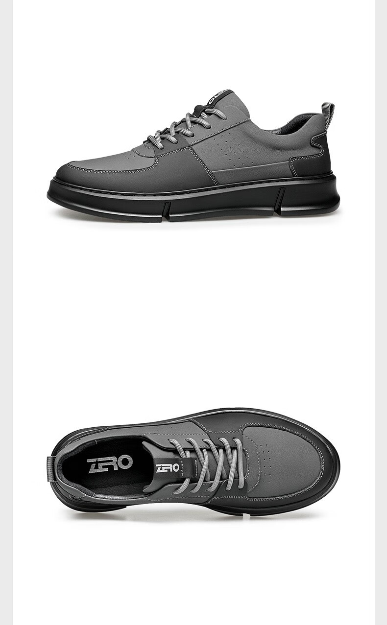 zero零度男鞋秋冬新款时尚拼接男士休闲鞋厚底增高真皮皮鞋日常百搭潮