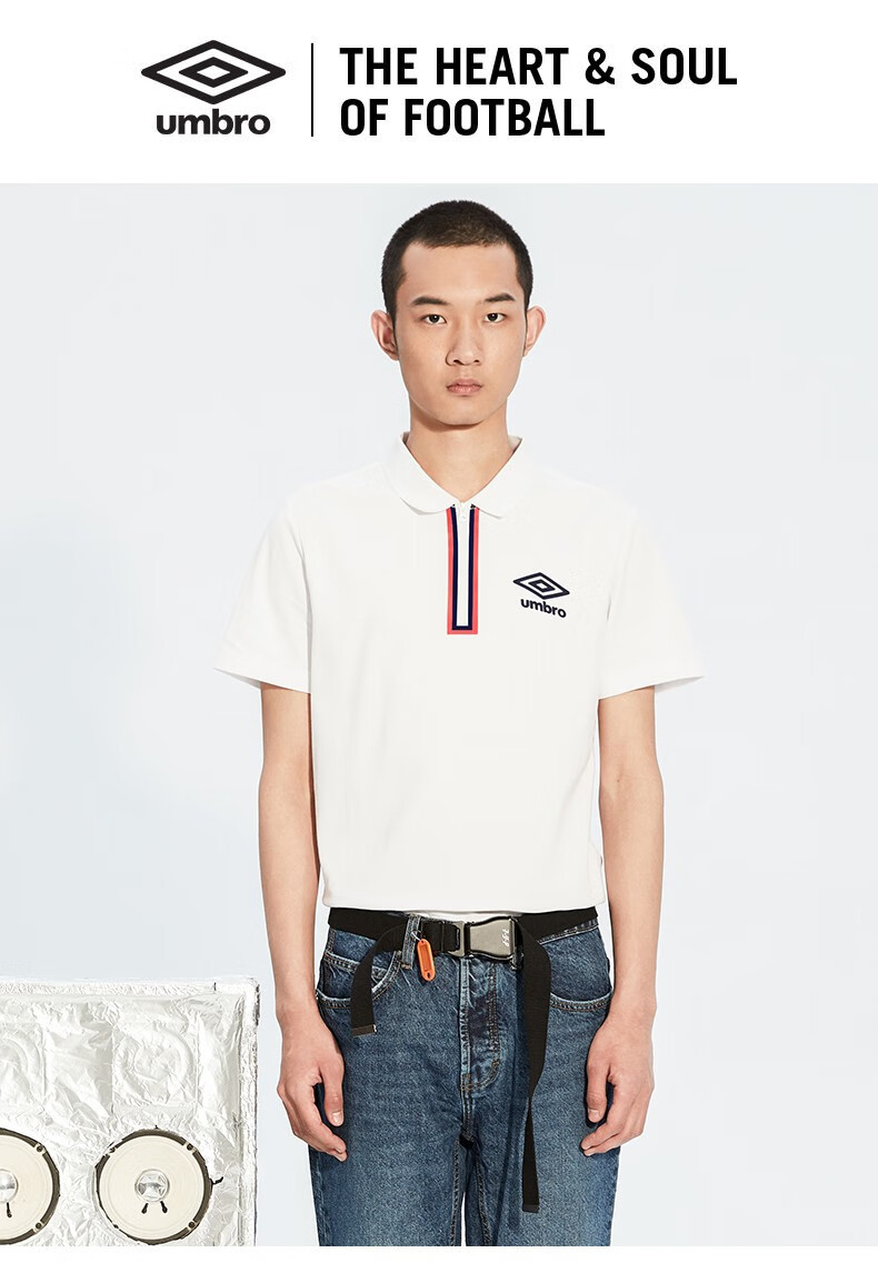 umbro茵宝夏季男子polo时尚简约运动短袖polo衫uo202ap2605001白色3xl