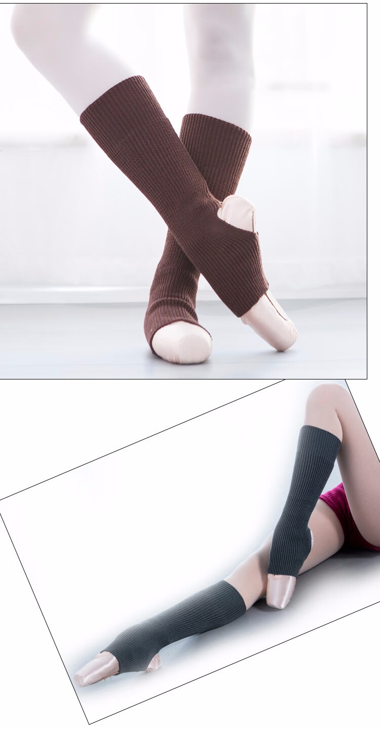 奈野蓝乔护膝芭蕾舞袜毛护腿舞蹈护腿套女儿童舞蹈袜套挖洞厚练功袜宝