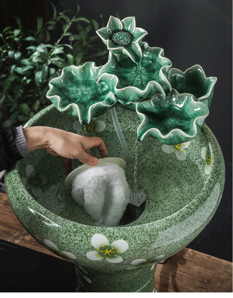 器金鱼缸缸家用客厅落地立柱式养鱼盆自动循环流水双龙戏珠流水鱼缸