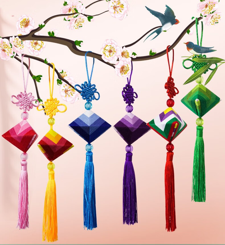 不舍天真端午节彩线香包diy手工粽子香囊挂饰材料包 幼儿园五彩绳装饰