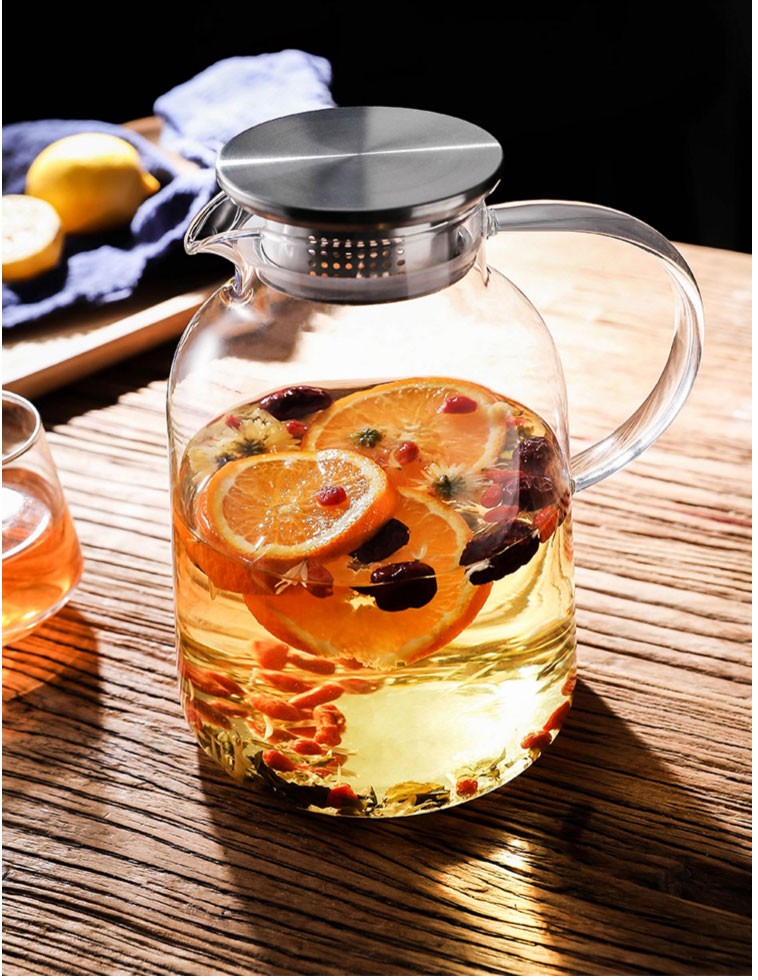 冷水壶玻璃耐高温凉水壶大容量水果凉茶壶家用凉水开水扎壶冰水饮料