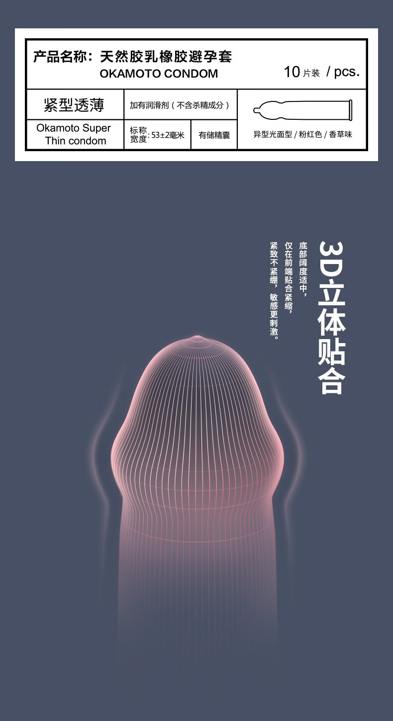 冈本超薄避孕套冰感透薄安全套套男用女用计生用品情趣冰感透薄10片装
