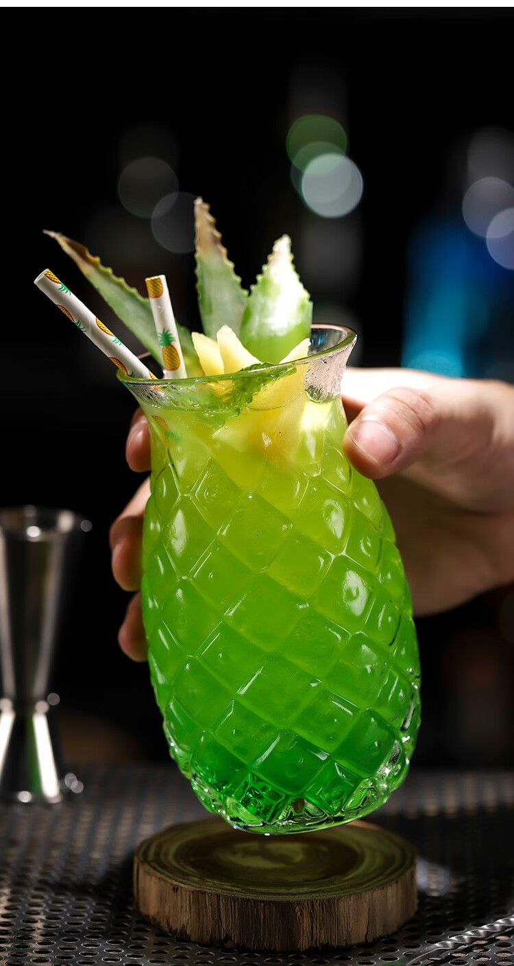 摩森酒吧网红菠萝鸡尾酒杯创意浮雕鸡尾酒杯果汁杯玻璃杯调酒玻璃杯