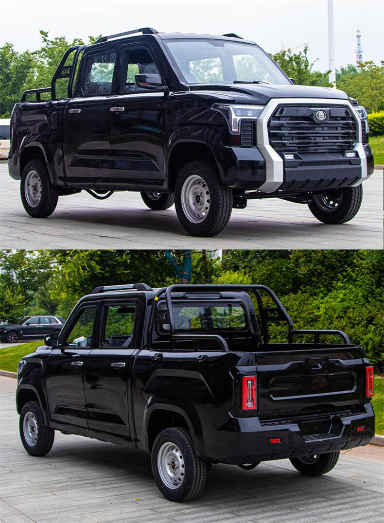 新能源电动四轮皮卡车家用新款成人代步车全封闭双排小货车油电两用车