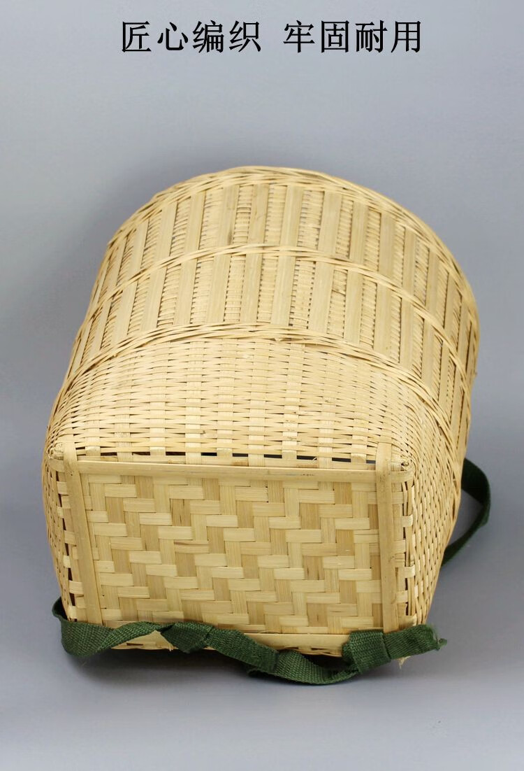 竹编背篓采摘茶叶特大号买菜双肩背箩竹筐收纳篮竹青精编承重力强小号