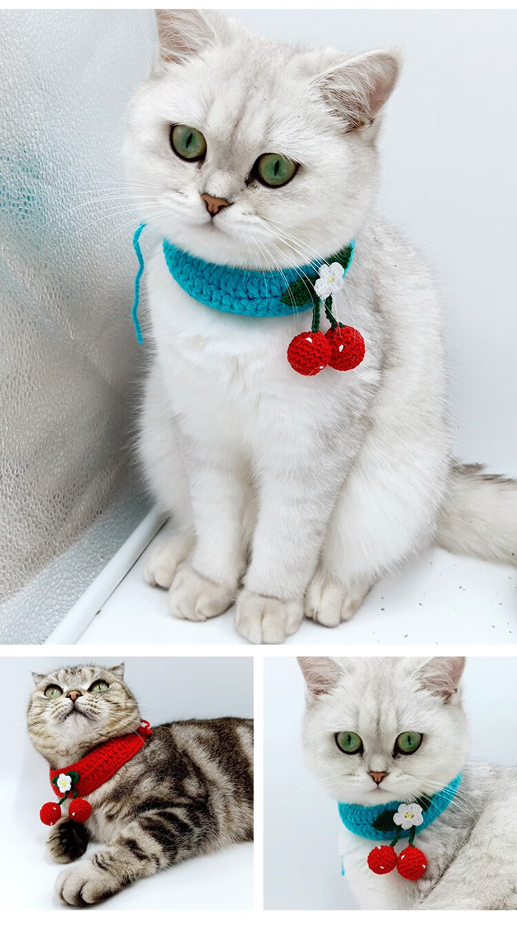 咪贝萌 宠物配饰猫咪狗狗编织猫可爱围脖针织围巾脖子装饰品柯基围兜
