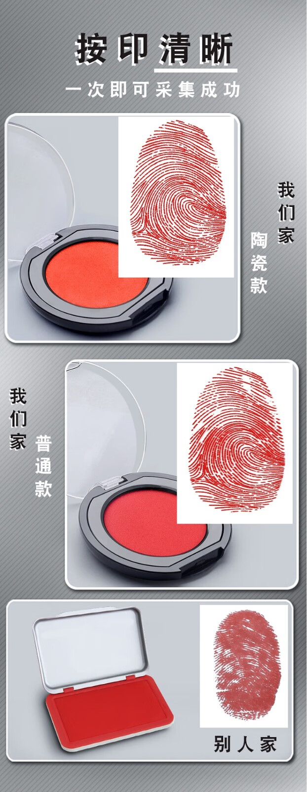 海茵娜印泥指纹印台印尼红色盖按手印红印泥采集泥快干速干印泥盒小号