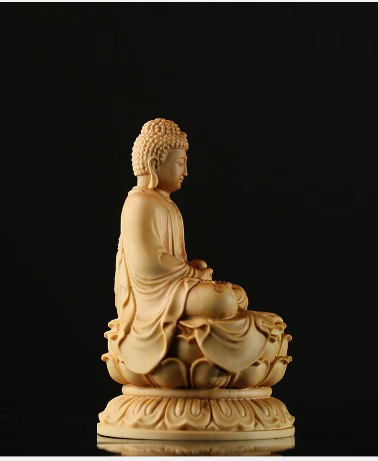 释迦牟尼佛黄杨木雕摆件大日如来家居供奉禅意摆设车载高档小佛像