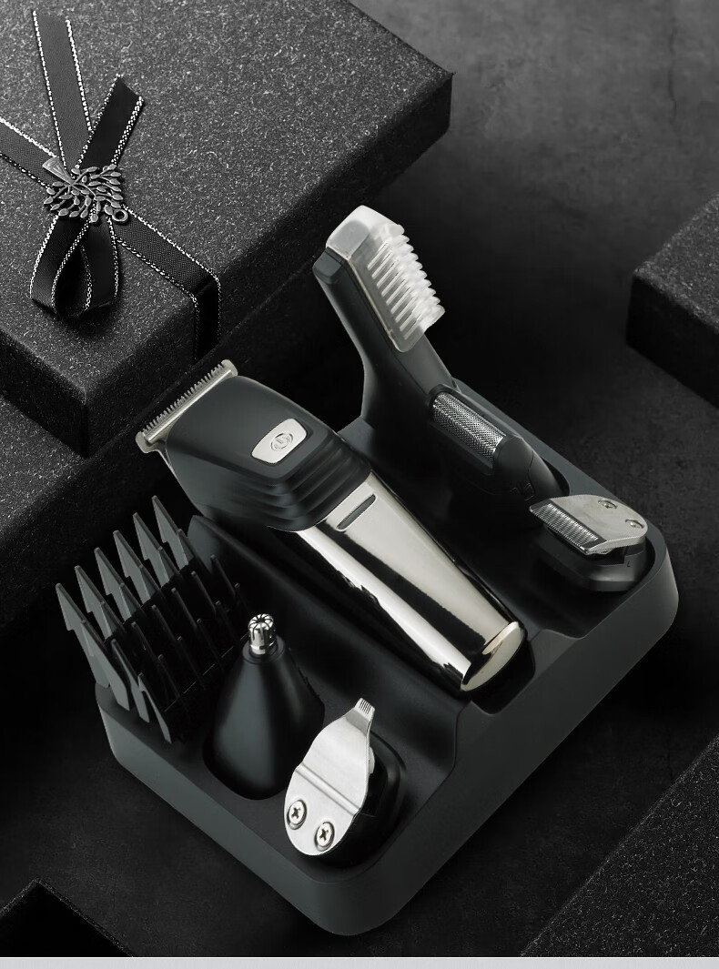 两用电推剪剃头刀电动成人电推金色6合1套装1备用剃须头围布海绵梳子