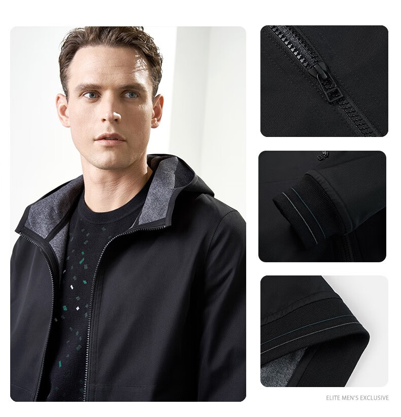 威可多vicutu男士夹克两面穿商务休闲时尚连帽男装外套