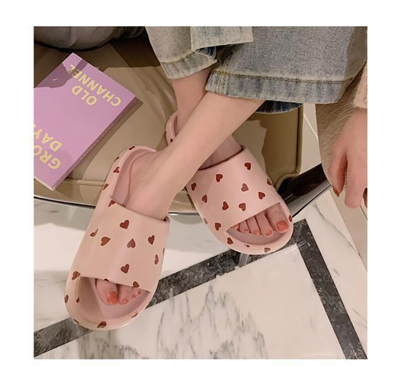 女生拖鞋夏季时尚卡通可爱凉拖鞋居家日用软底拖鞋粉红色小心心款3637