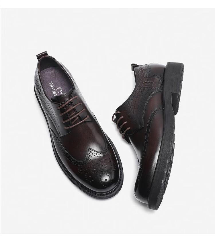 名人烟斗trumppipe皮鞋男头层牛皮新款布洛克雕花英伦男士皮鞋时尚
