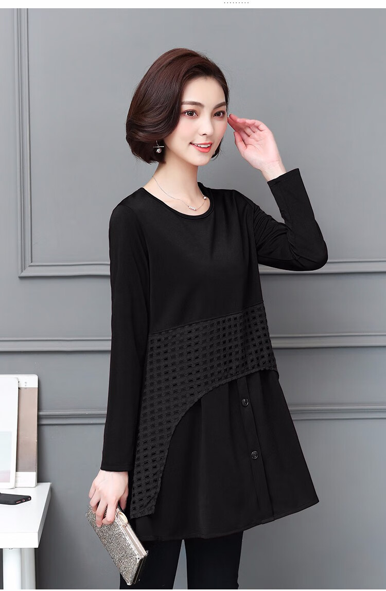 加肥加大码女装中长款t恤女春秋装胖200斤宽松遮肚子上衣洋气减龄打底