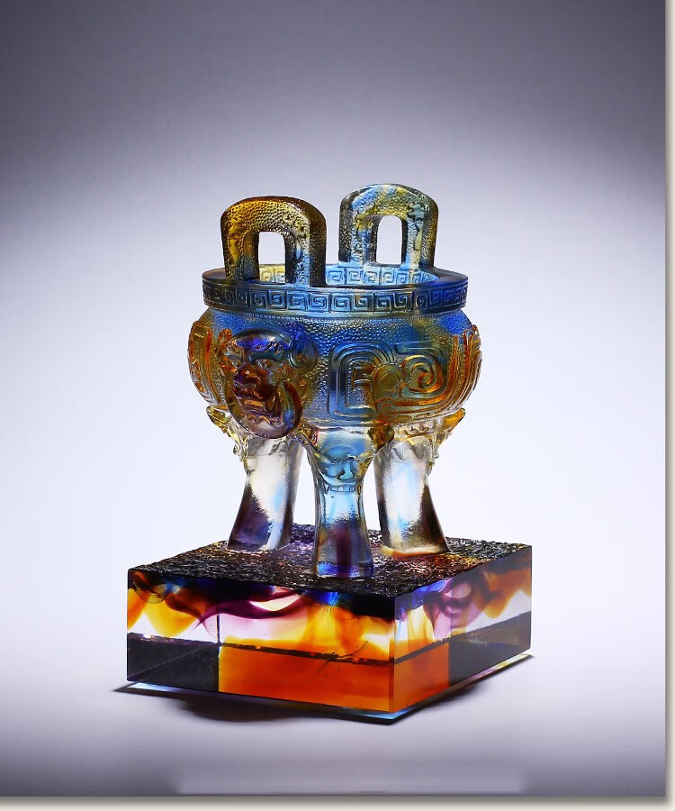 伯莎丹顿琉璃鼎摆件三足圆鼎盛千秋办公室装饰品送朋友开业乔迁礼品圆