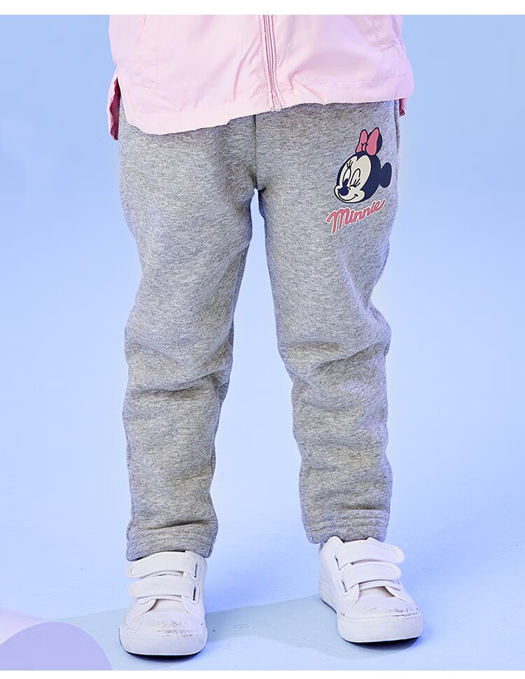 迪士尼disney童装女童裤子可爱米妮加绒休闲裤儿童长裤粉色4岁身高110