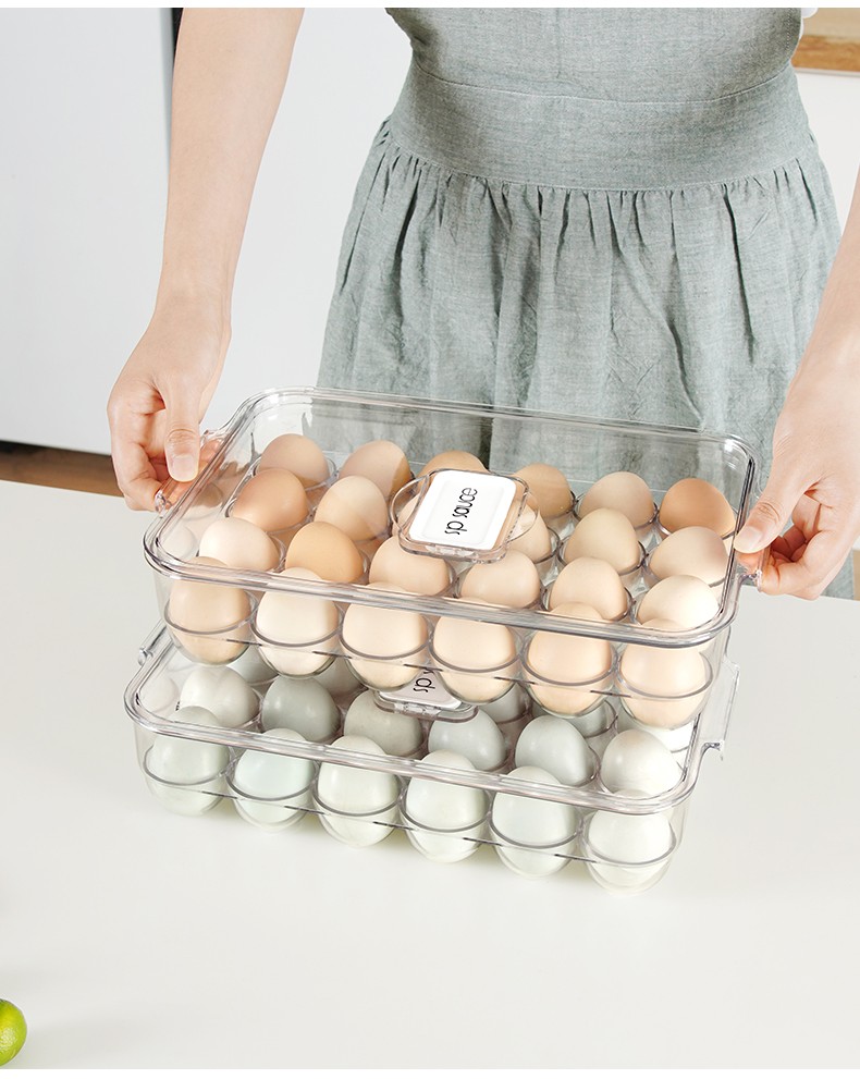 日本鸡蛋保鲜盒冰箱带盖鸡蛋格可叠加鸡蛋托装鸡蛋塑料盒冰箱鸡蛋收纳