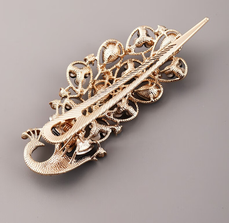 法蝶莎fadiesha品牌孔雀鸭嘴夹发夹女士发饰小众设计感韩版妈妈款后脑