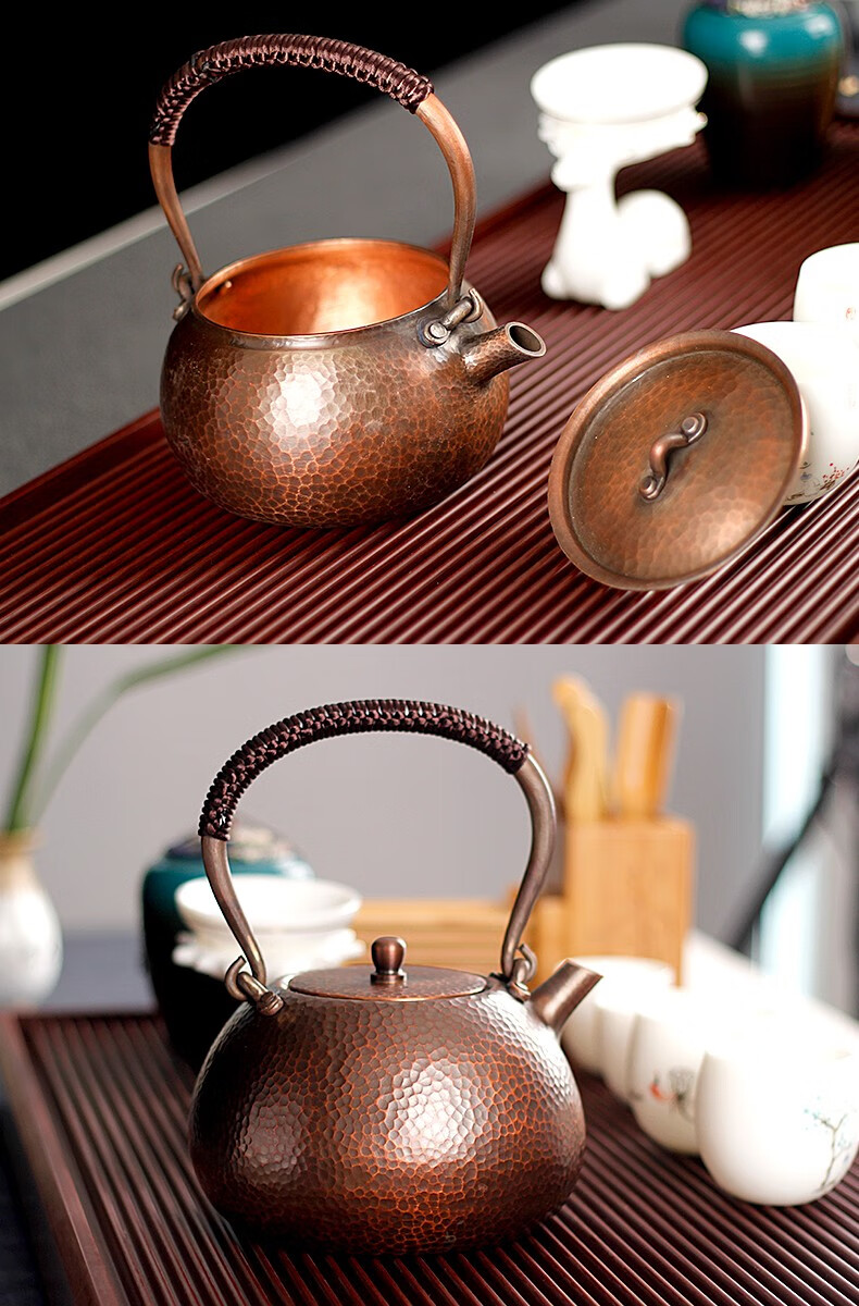 隆长安 纯手工捶打铜壶家用纯铜茶壶加厚紫铜壶家用中式简约烧水泡