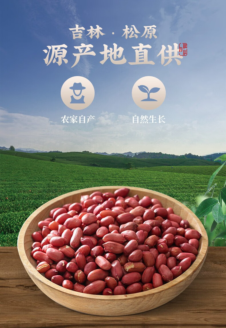 花生米东北红皮新货红衣晒干四粒红花生仁大粒新鲜原味批发东北红衣