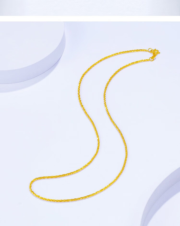 鸣钻国际 黄金项链女999足金满天星锁骨链简约百搭素链金链子珠宝首饰