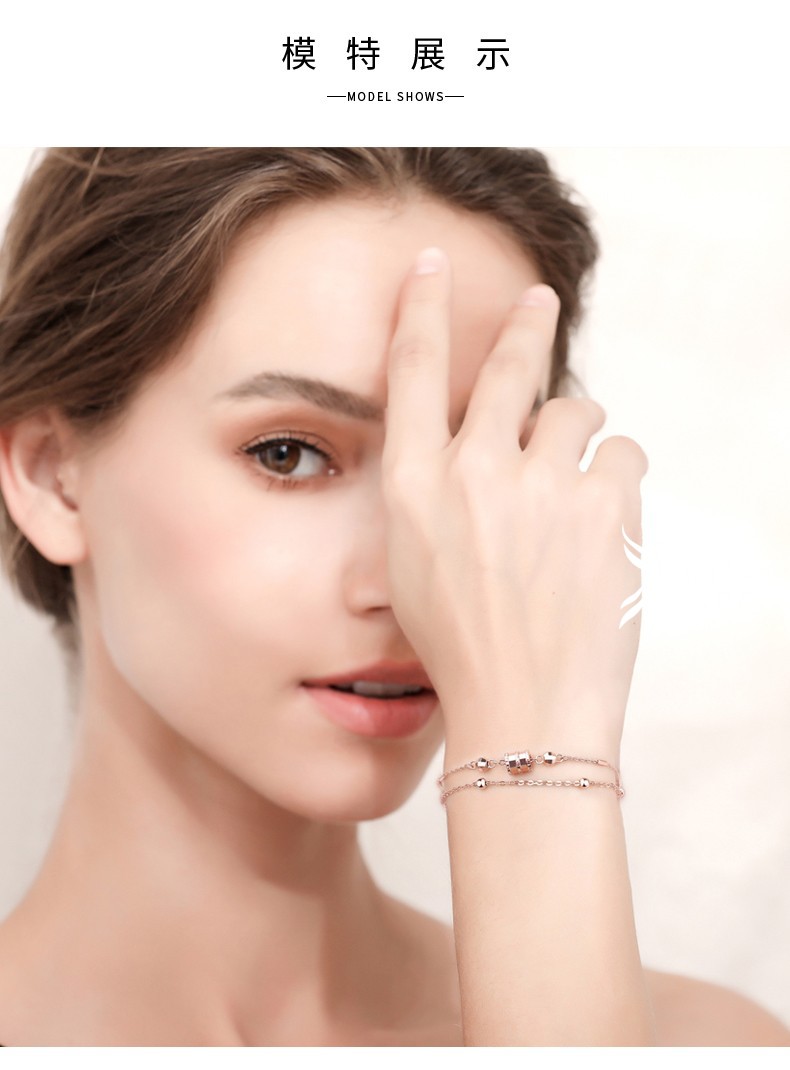 克拉苏crassus小蛮腰手链女925银玫瑰金色双层手链生日礼物送女友送