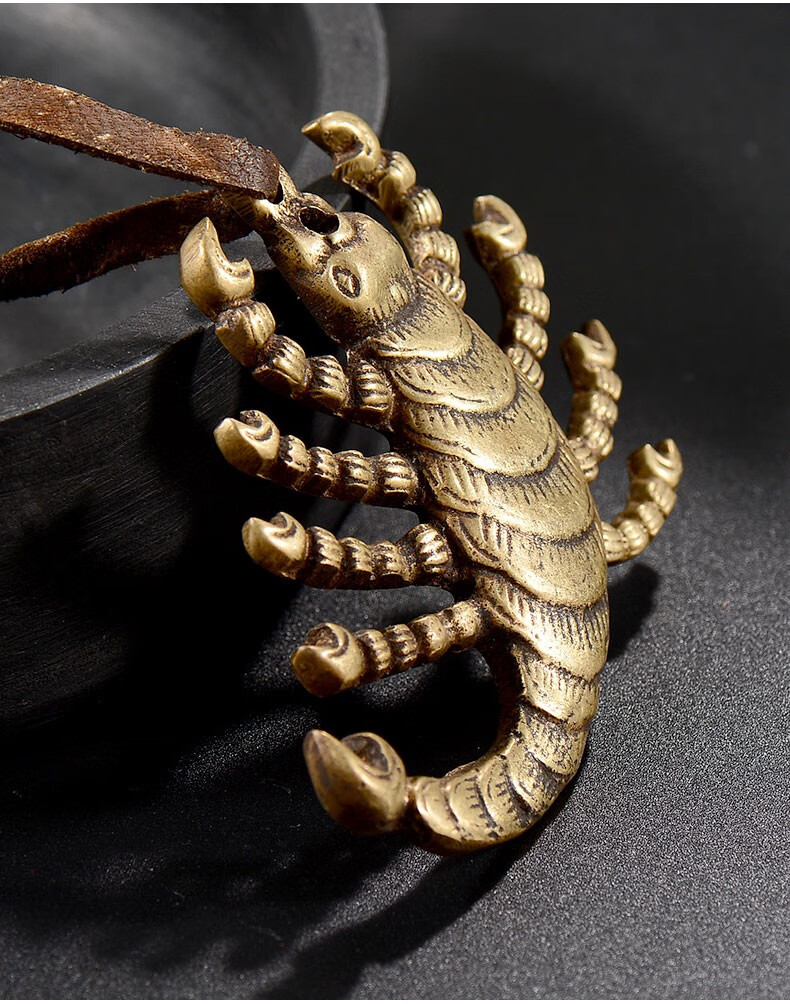 艺巅吉彩藏村藏传佛教佛具尼泊尔手工黄铜做旧九头蝎护法主事业蝎子