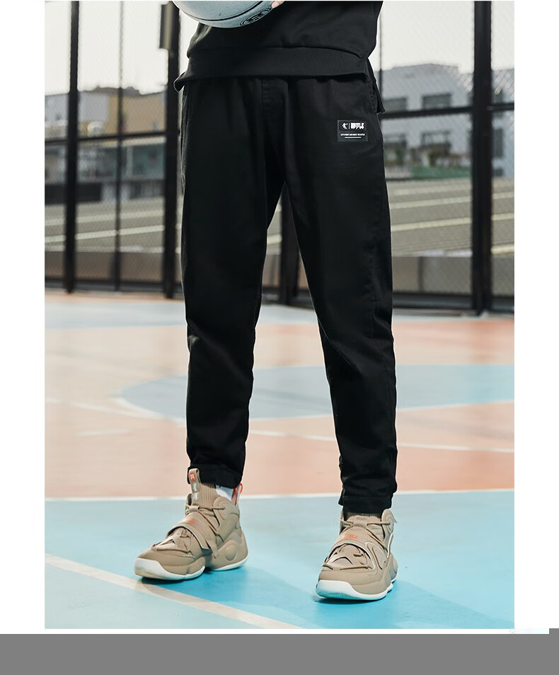 乔丹运动裤男高腰直筒工装裤黑色休闲束脚裤跑步长裤官方旗舰网店